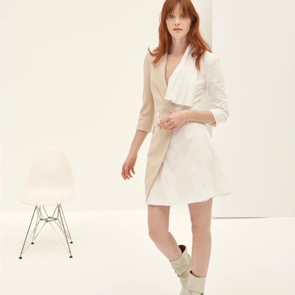Quaint Elegant Two-Tone Women's Mini Suit Coat “Karen” Dress